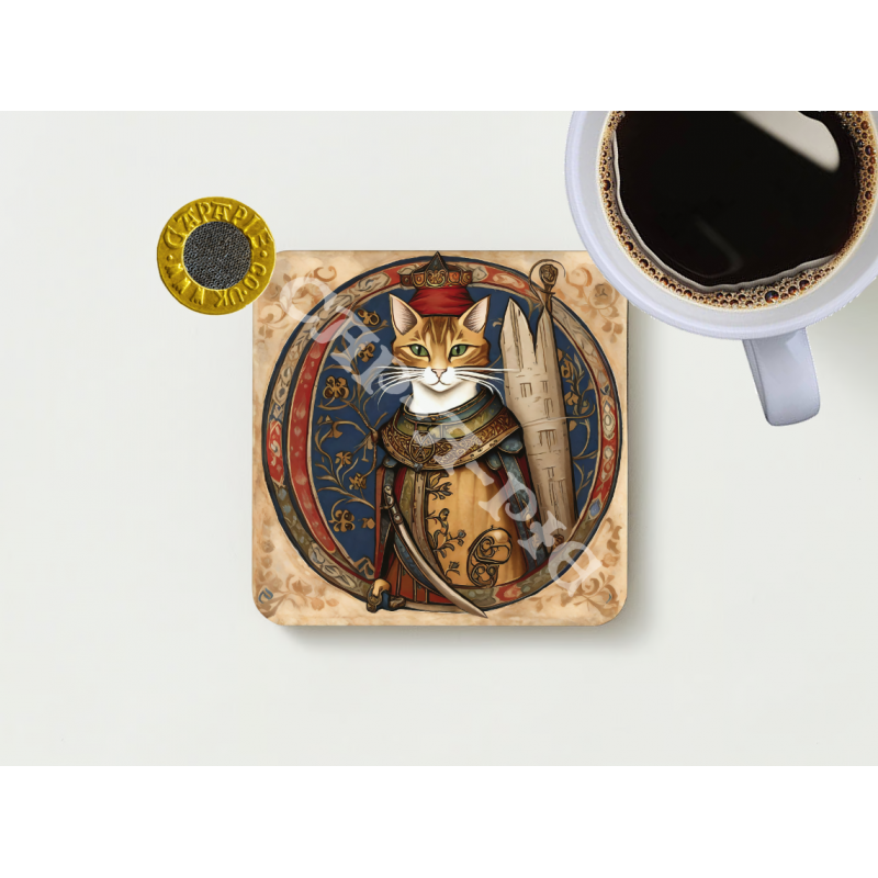 Medieval Cat Set Coffee Coasters