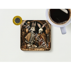 Medieval Skeleton SceneCoffee Coaster Set