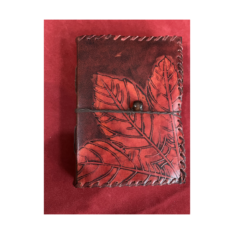 Leather Journal with patinated paper - Leaf Patter