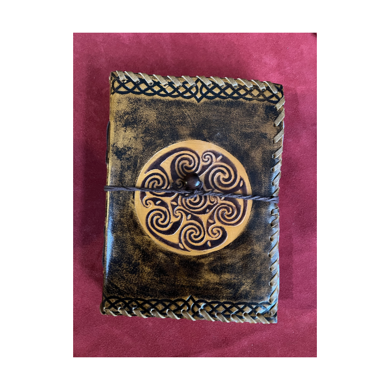 Leather Journal with patinated paper - Celtic Spiral